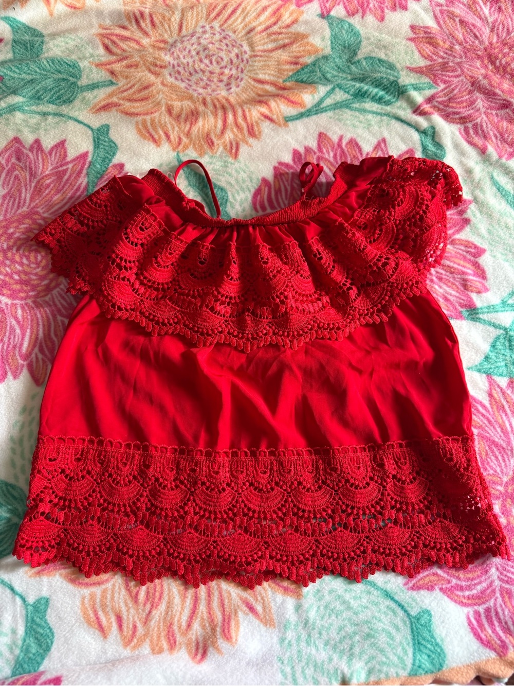 No Boundaries Bright Red Smocked Top